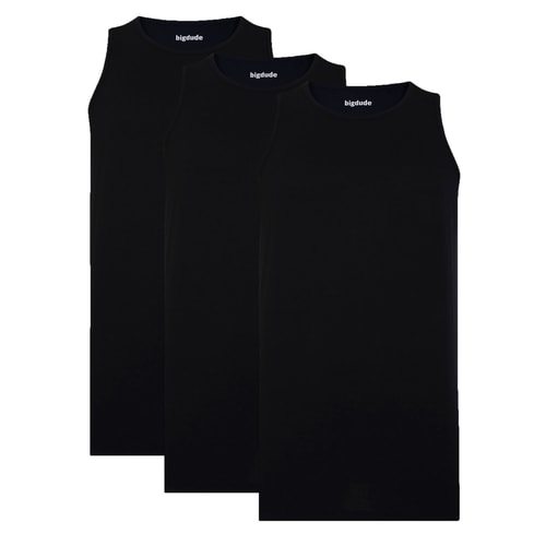 Bigdude – 3er-Pack schlichte Unterhemden in Schwarz